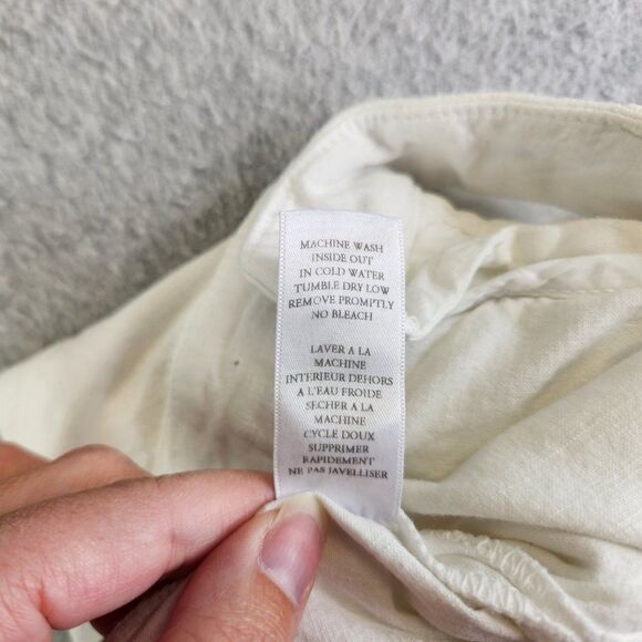 Frank Eileen Pants Womens 2 White Kinsale Cropped Ankle Linen Blend Stretch - Picture 13 of 15